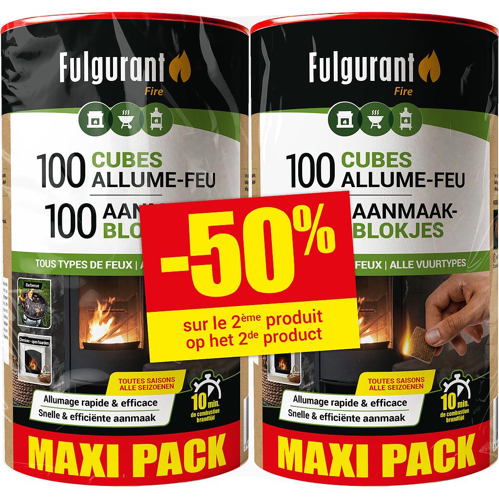 DUO PACK FULGURANT 100 CUBES D'ALLUMAGE DECOUPES 2EME A 50%