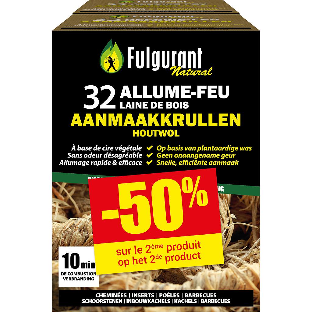DUO PACK  FULGURANT LAINE DE BOIS EN BALLOTIN 32 PCS 2EME A 50%