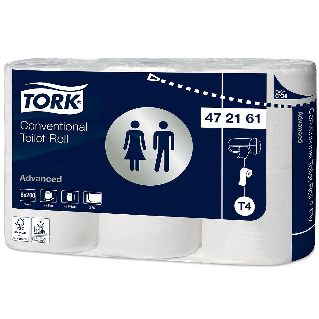 Tork Papier toilette rouleau traditionnel Advanced 2 plis T4 8x6 pcs