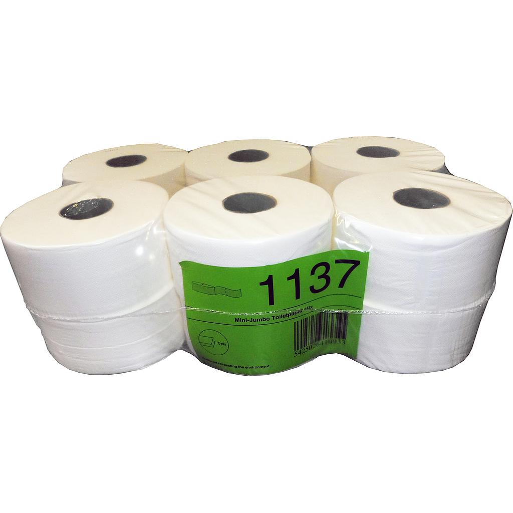 12 ROULEAUX PAPIER WC MINI JUMBO - 2 PLIS - BLANC - 150Mx9CM