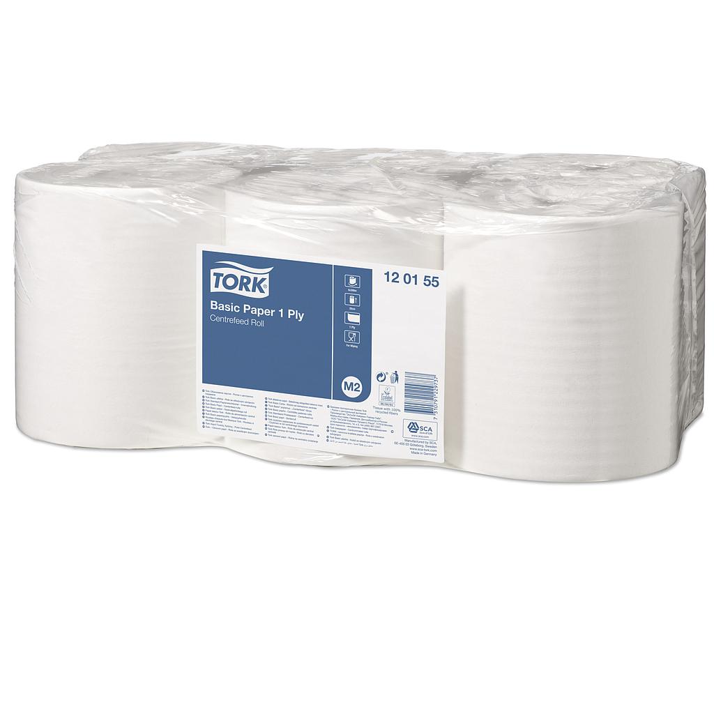 Tork Basic Rouleau à Dévidage Central Chiffon D'Essuyage M2 Universal - 1 pli - 300M x 20cm - 6 pces